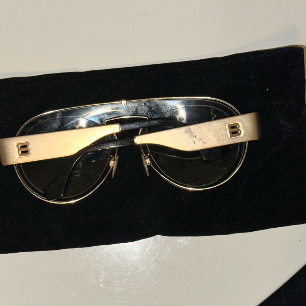 BALENCIAGA BA 401B floating lens Sunglasses Matte gold frame - Picture 7 of 16